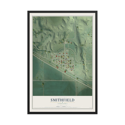 Map of Smithfield, Nebraska, 12 x 18 inch print in a black wood frame