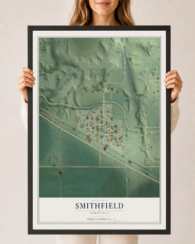 Map of Smithfield, Nebraska, 24 x 36 inch print in a black wood frame