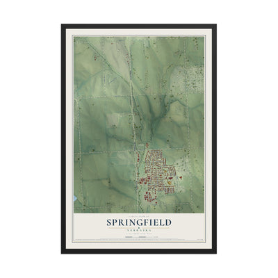 Map of Springfield, Nebraska, 12 x 18 inch print in a black wood frame