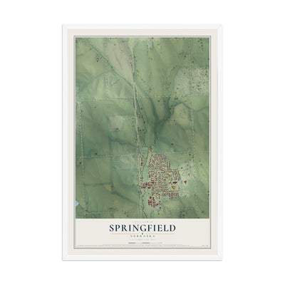 Map of Springfield, Nebraska, 12 x 18 inch print in a white wood frame