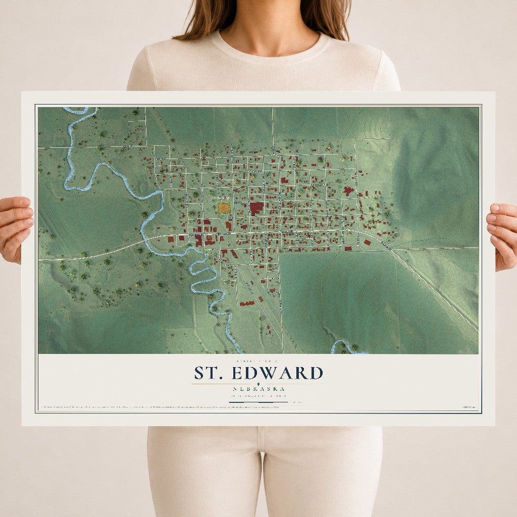 Map of St. Edward, Nebraska, 18 x 24 inch unframed archival matte print