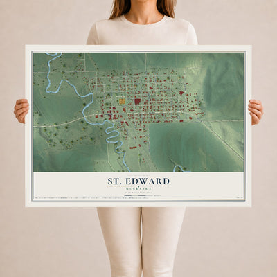 Map of St. Edward, Nebraska, 24 x 36 inch unframed archival matte print