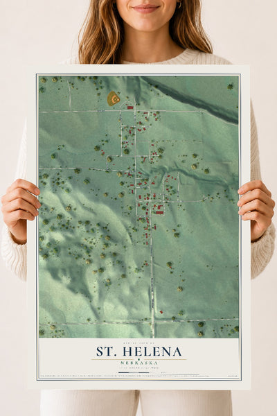 Map of St. Helena, Nebraska, 18 x 24 inch unframed archival matte print