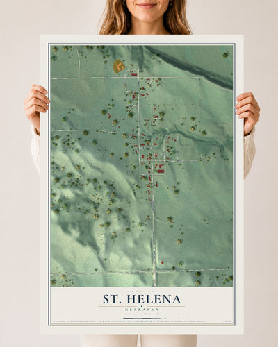 Map of St. Helena, Nebraska, 24 x 36 inch unframed archival matte print
