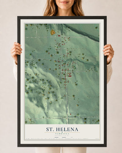 Map of St. Helena, Nebraska, 24 x 36 inch print in a black wood frame