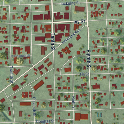 Close-up of the map of Stanton, Nebraska print showing street and building detail