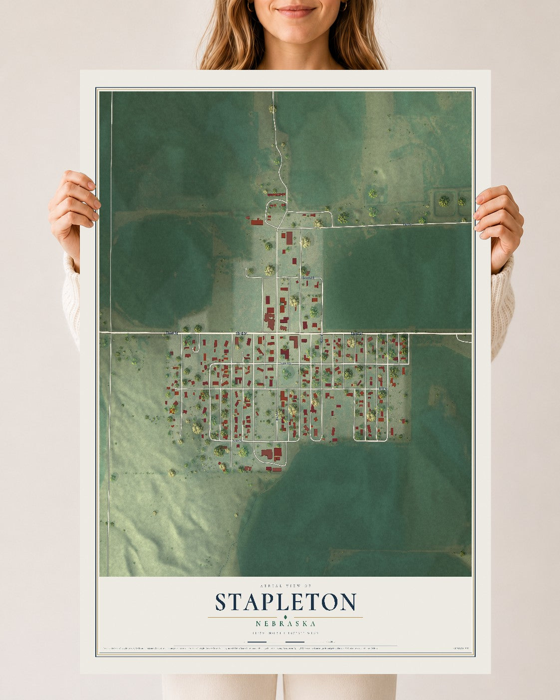 Map of Stapleton, Nebraska, 24 x 36 inch unframed archival matte print