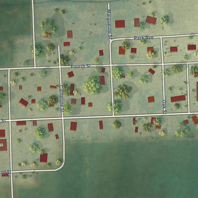 Close-up of the map of Steinauer, Nebraska print showing street and building detail