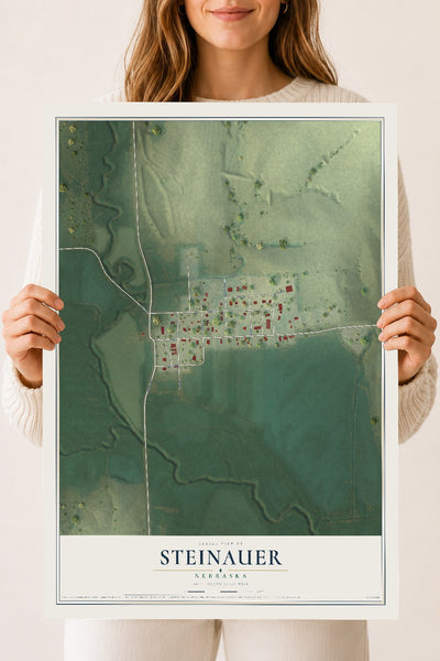 Map of Steinauer, Nebraska, 18 x 24 inch unframed archival matte print