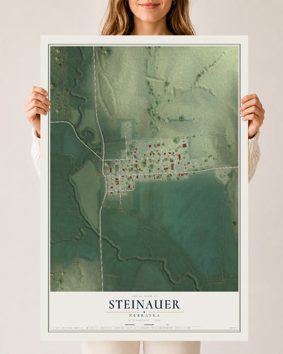 Map of Steinauer, Nebraska, 24 x 36 inch unframed archival matte print