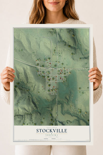 Map of Stockville, Nebraska, 18 x 24 inch unframed archival matte print
