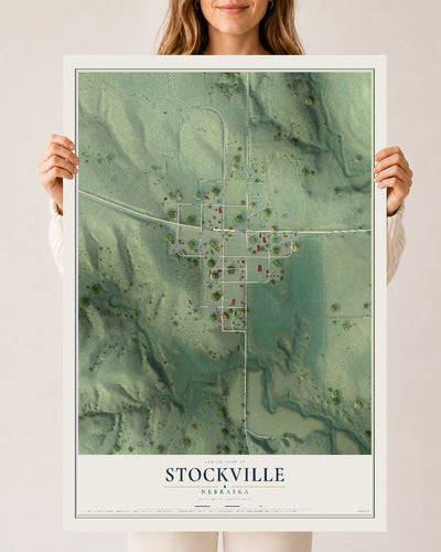 Map of Stockville, Nebraska, 24 x 36 inch unframed archival matte print