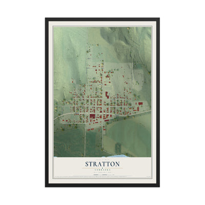Map of Stratton, Nebraska, 12 x 18 inch print in a black wood frame