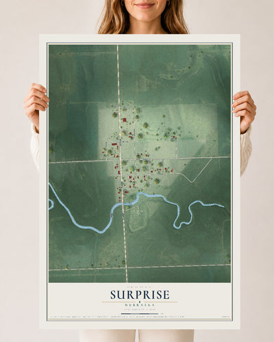 Map of Surprise, Nebraska, 24 x 36 inch unframed archival matte print