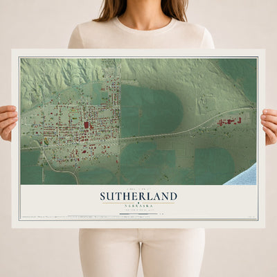 Map of Sutherland, Nebraska, 18 x 24 inch unframed archival matte print