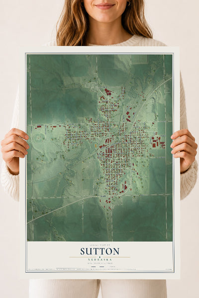 Map of Sutton, Nebraska, 18 x 24 inch unframed archival matte print