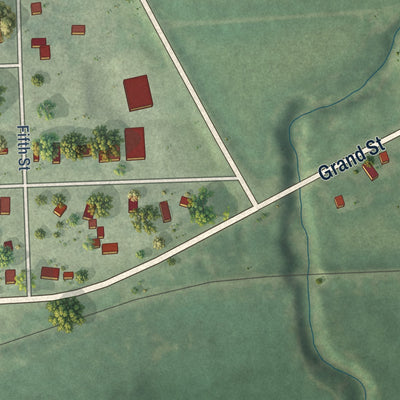 Second close-up of the map of Table Rock, Nebraska print showing more streets and buildings