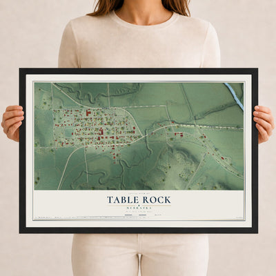 Map of Table Rock, Nebraska, 12 x 18 inch print in a black wood frame