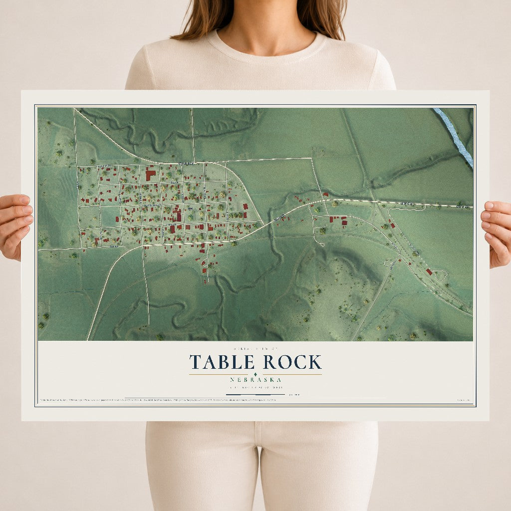 Map of Table Rock, Nebraska, 18 x 24 inch unframed archival matte print