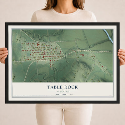 Map of Table Rock, Nebraska, 18 x 24 inch print in a black wood frame