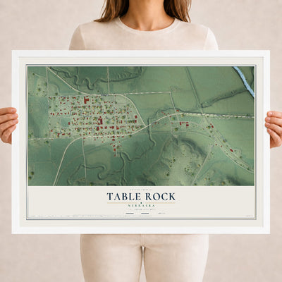 Map of Table Rock, Nebraska, 18 x 24 inch print in a white wood frame