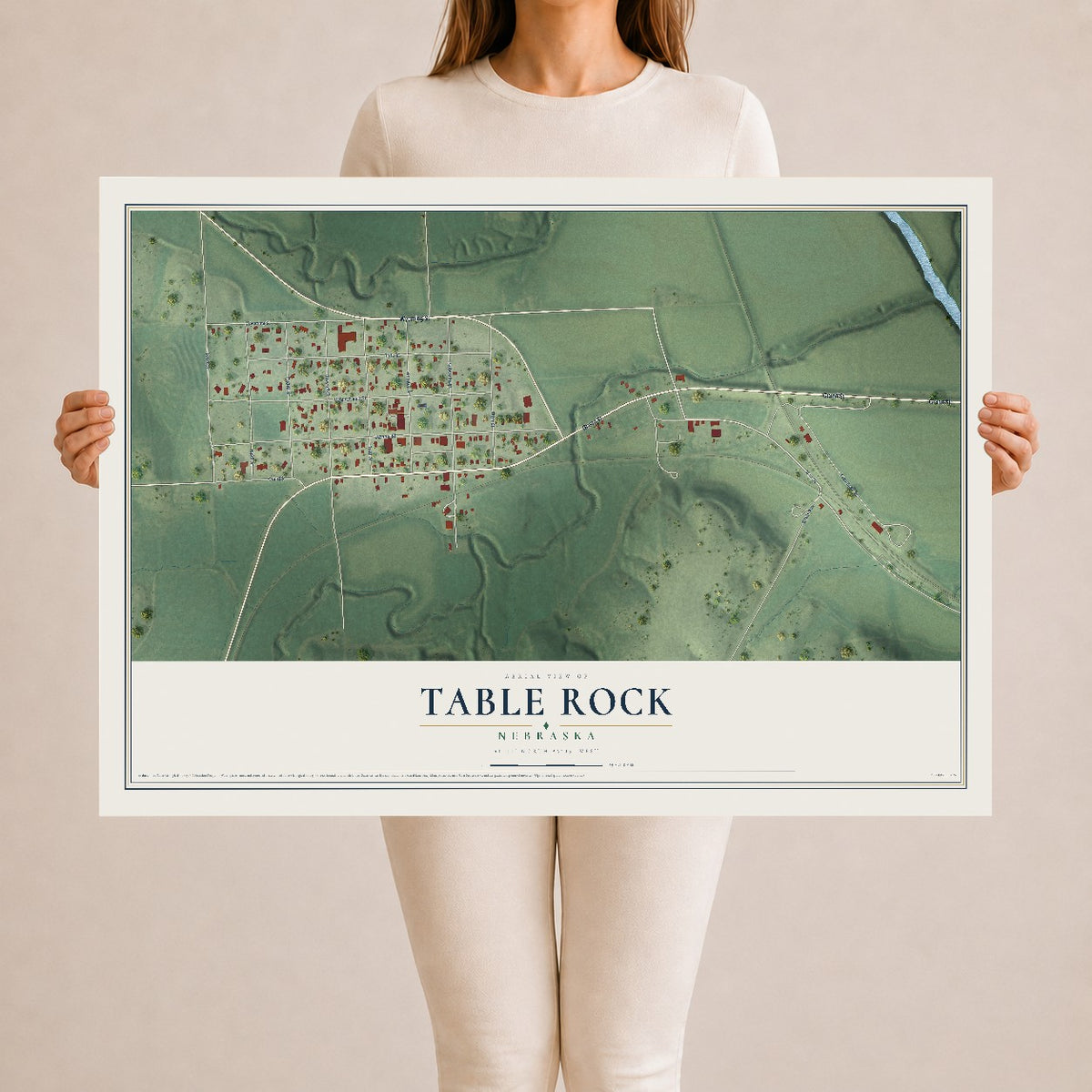 Map of Table Rock, Nebraska, 24 x 36 inch unframed archival matte print
