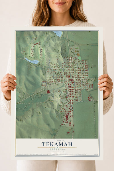 Map of Tekamah, Nebraska, 18 x 24 inch unframed archival matte print
