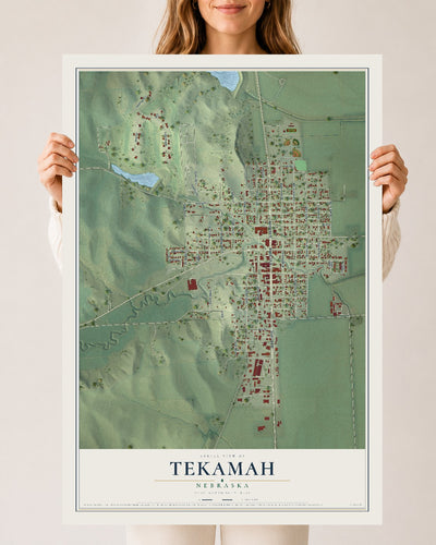 Map of Tekamah, Nebraska, 24 x 36 inch unframed archival matte print