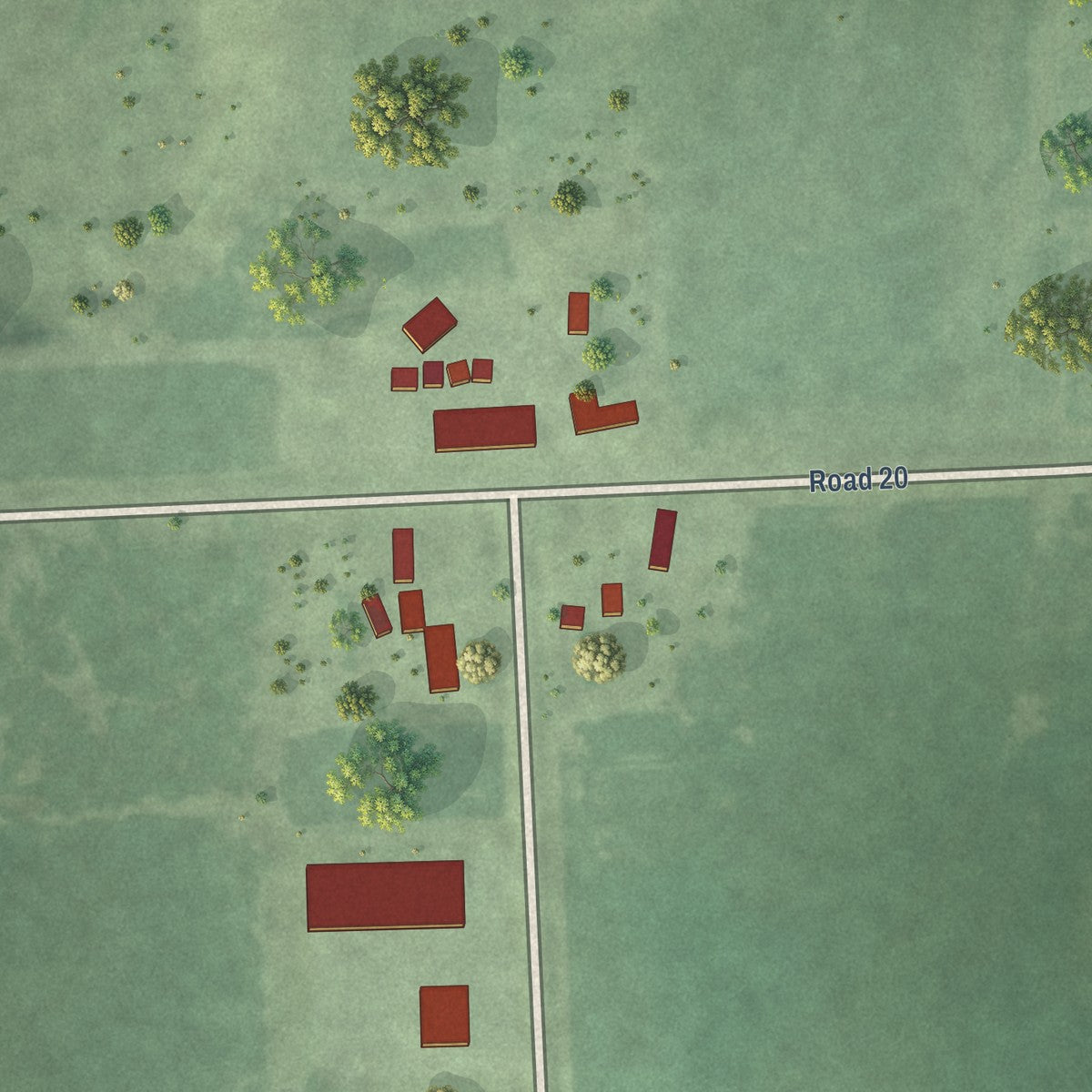 Second close-up of the map of Thayer, Nebraska print showing more streets and buildings