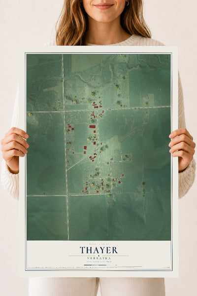Map of Thayer, Nebraska, 18 x 24 inch unframed archival matte print