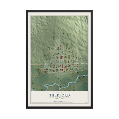 Map of Thedford, Nebraska, 12 x 18 inch print in a black wood frame