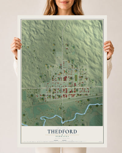 Map of Thedford, Nebraska, 24 x 36 inch unframed archival matte print