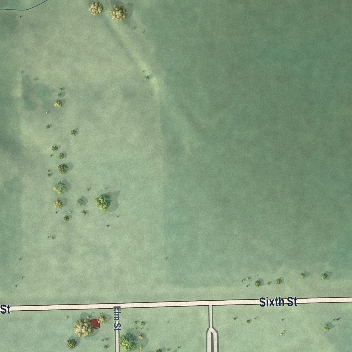 Second close-up of the map of Tobias, Nebraska print showing more streets and buildings