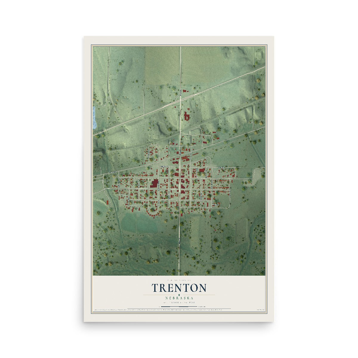 Map of Trenton, Nebraska, 12 x 18 inch unframed archival matte print