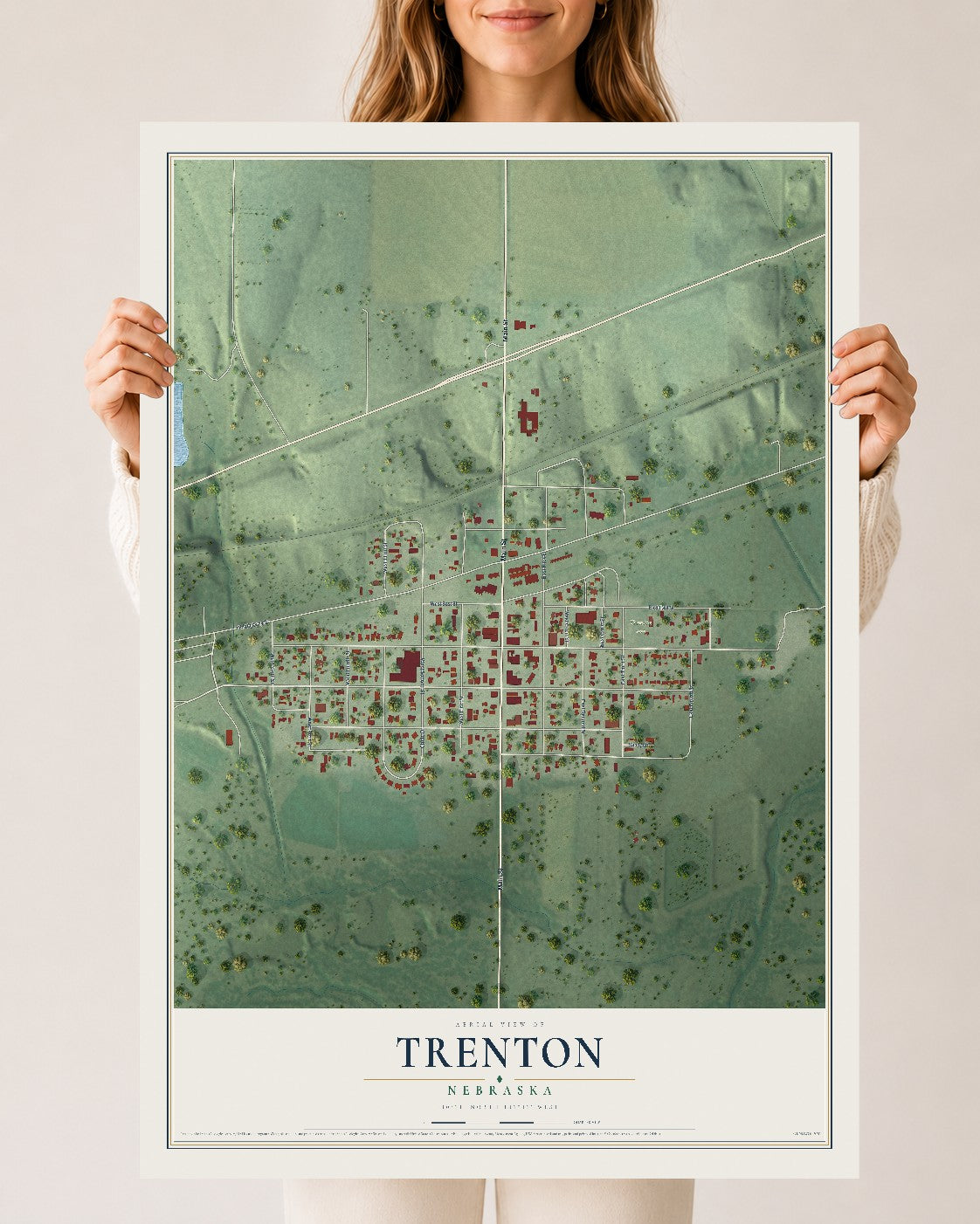Map of Trenton, Nebraska, 24 x 36 inch unframed archival matte print