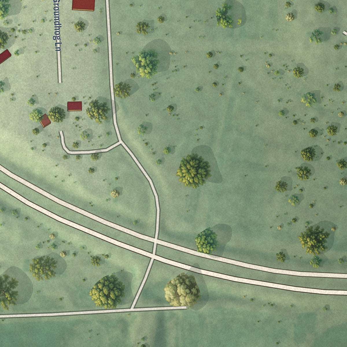 Second close-up of the map of Unadilla, Nebraska print showing more streets and buildings