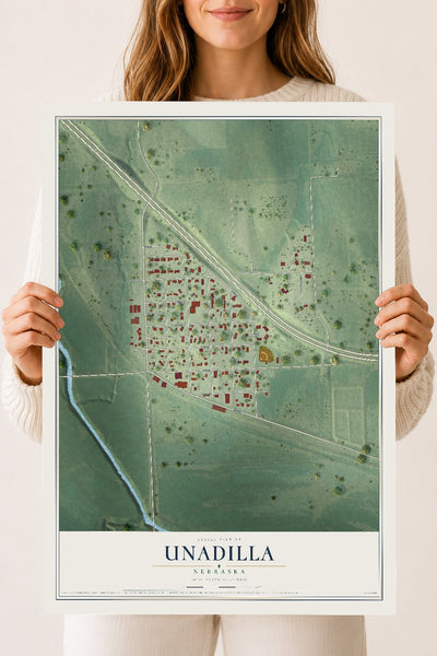 Map of Unadilla, Nebraska, 18 x 24 inch unframed archival matte print