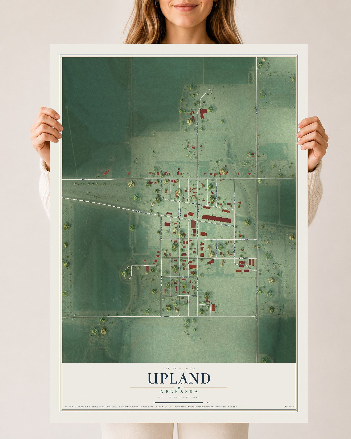 Map of Upland, Nebraska, 24 x 36 inch unframed archival matte print