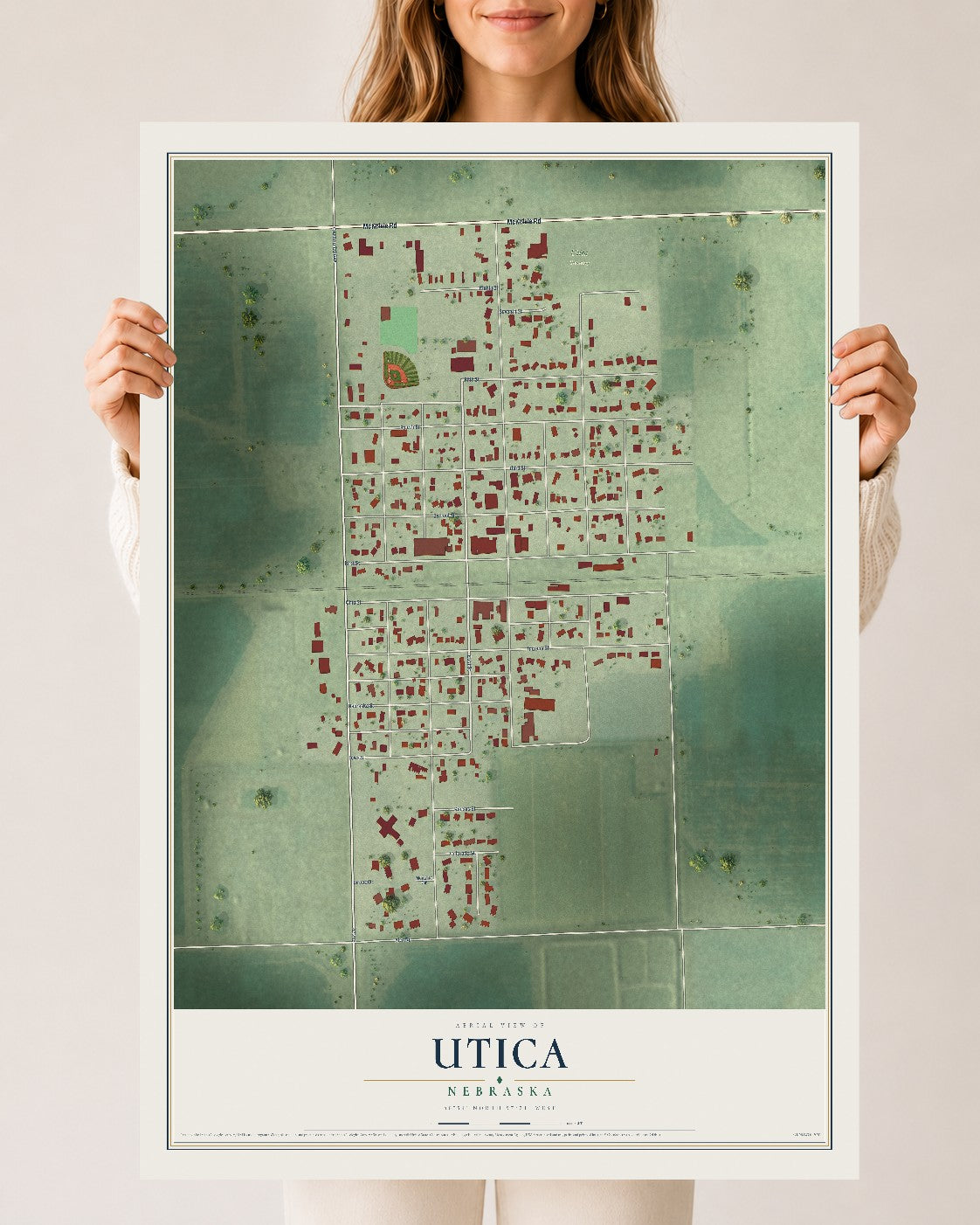 Map of Utica, Nebraska, 24 x 36 inch unframed archival matte print
