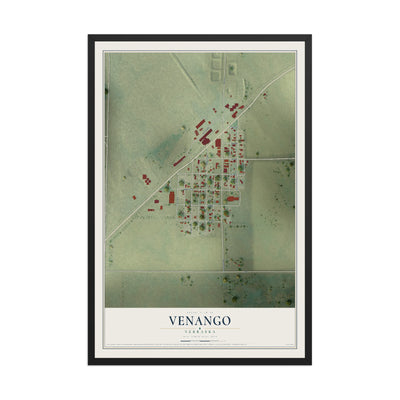 Map of Venango, Nebraska, 12 x 18 inch print in a black wood frame