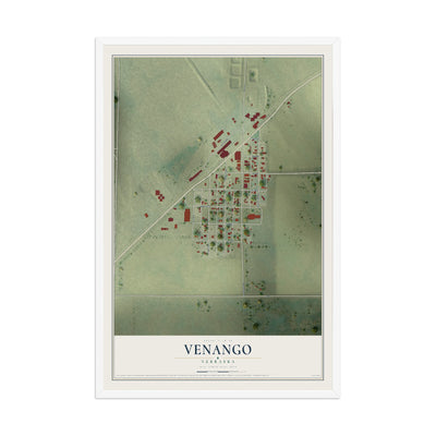 Map of Venango, Nebraska, 12 x 18 inch print in a white wood frame