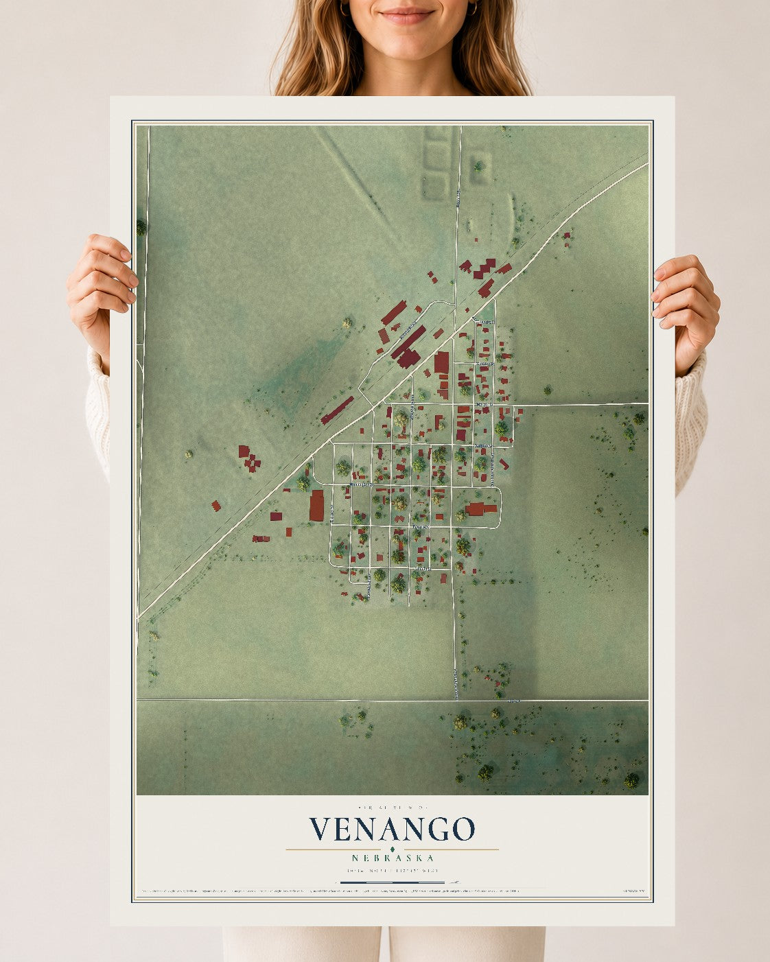 Map of Venango, Nebraska, 24 x 36 inch unframed archival matte print
