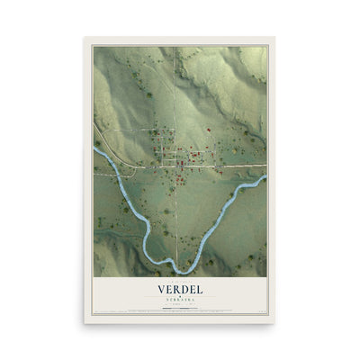 Map of Verdel, Nebraska, 12 x 18 inch unframed archival matte print
