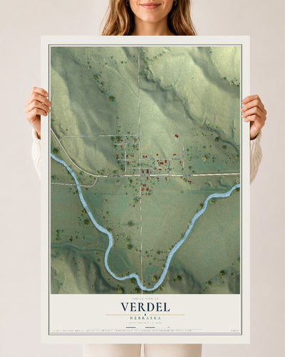 Map of Verdel, Nebraska, 24 x 36 inch unframed archival matte print