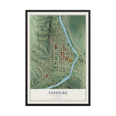 Map of Verdigre, Nebraska, 12 x 18 inch print in a black wood frame