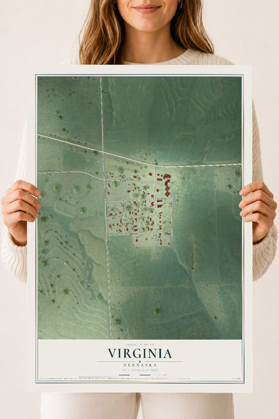 Map of Virginia, Nebraska, 18 x 24 inch unframed archival matte print