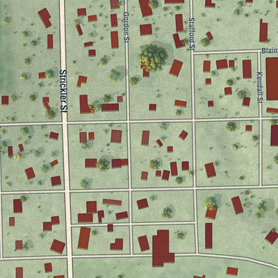 Close-up of the map of Waco, Nebraska print showing street and building detail