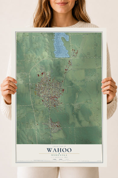 Map of Wahoo, Nebraska, 18 x 24 inch unframed archival matte print