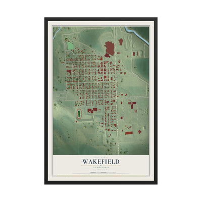 Map of Wakefield, Nebraska, 12 x 18 inch print in a black wood frame