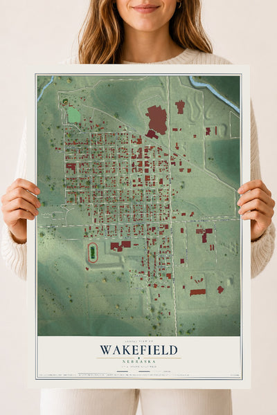Map of Wakefield, Nebraska, 18 x 24 inch unframed archival matte print